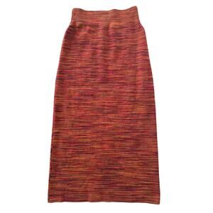 Anthropologie X Maeve Orange Space Dye Knit Midi Skirt Size Small